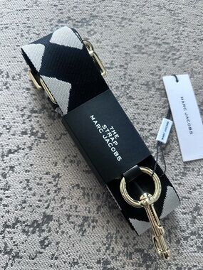 Marc Jacobs Black and White Braided Canvas Strap with Gold Ring